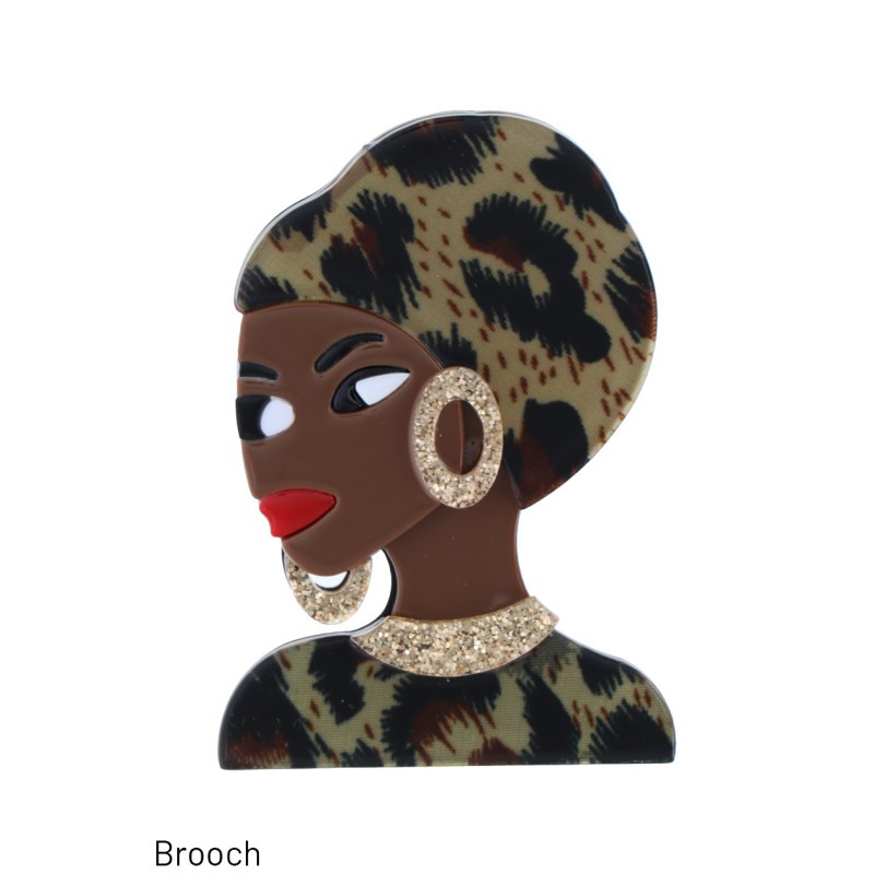 BROCHE DAME AFRICAINE - LEOPARD