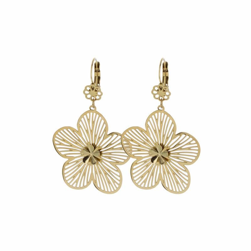 BOUCLES D'OREILLES EN ACIER - FLEURS FILIGRANE