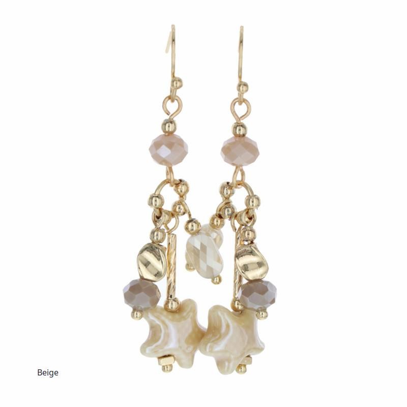 BOUCLES D'OREILLES - PIERRE À FACETTE ET ÉTOILE DE MER