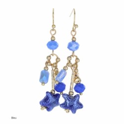 BOUCLES D'OREILLES - PIERRE À FACETTE ET ÉTOILE DE MER