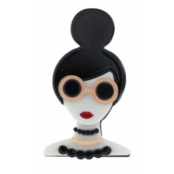 BROCHE - DAME À LUNETTES ET...