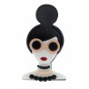 BROCHE - DAME À LUNETTES ET COLLIERS