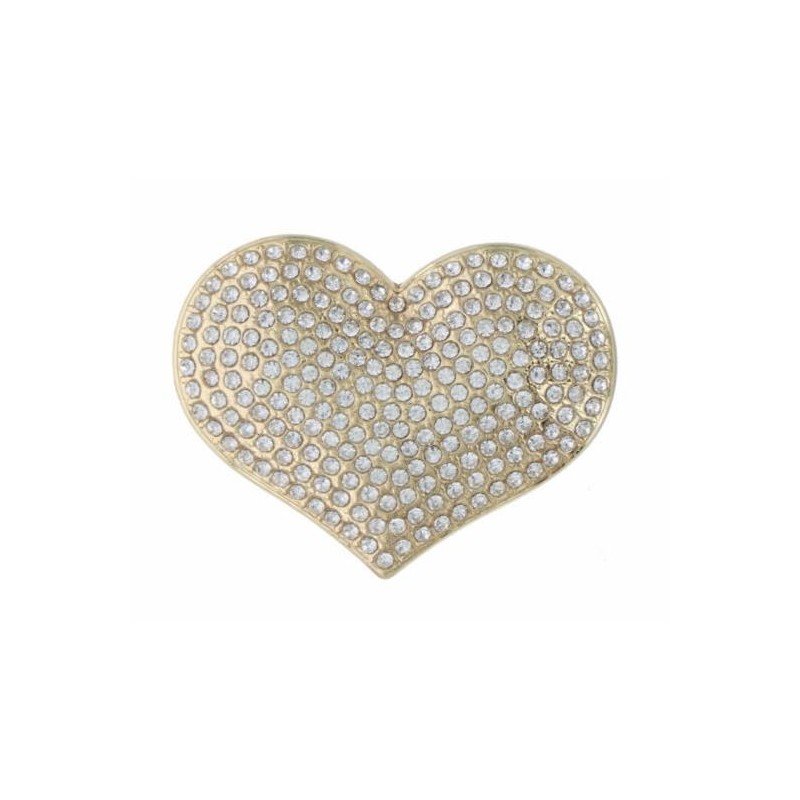 BROCHE COEUR METAL ET STRASS