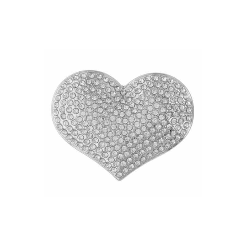 BROCHE COEUR METAL ET STRASS