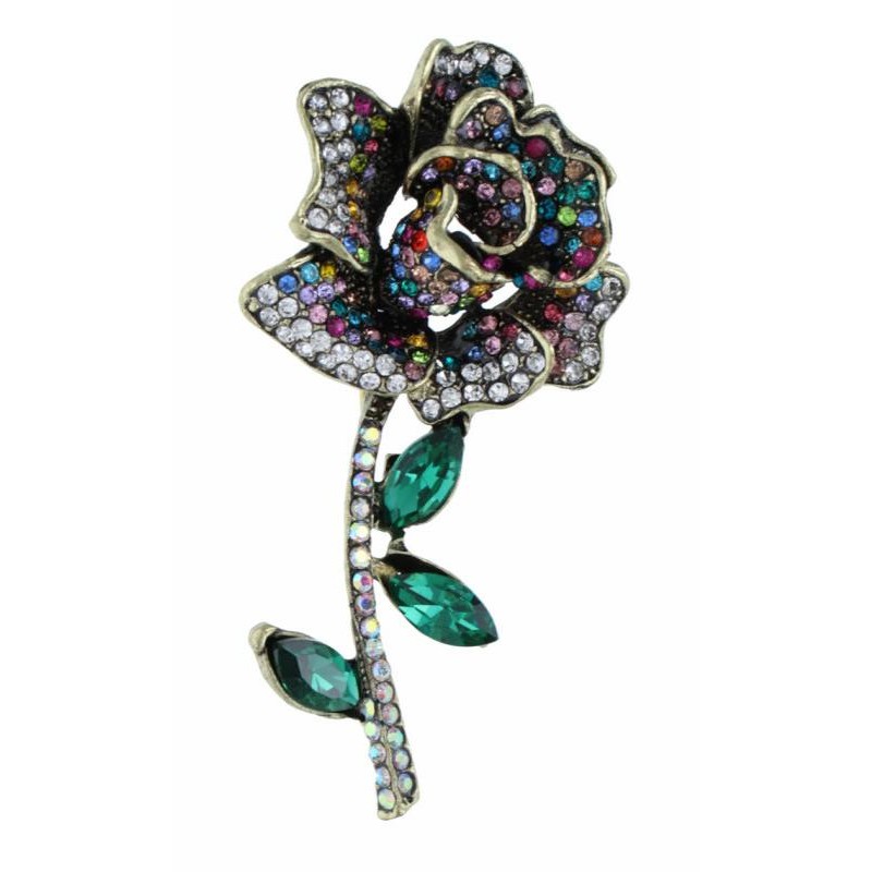 BROCHE FLEUR ET PIERRE A FACETTES
