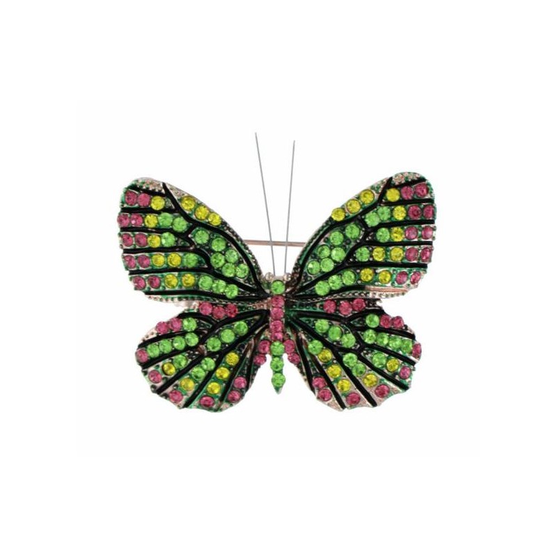 BROCHE PAPILLION ET PIERRE A FACETTES