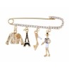 BROCHE AVEC BRELOQUES ET STRASS