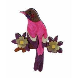 BROCHE AVEC OISEAU ET FLEUR