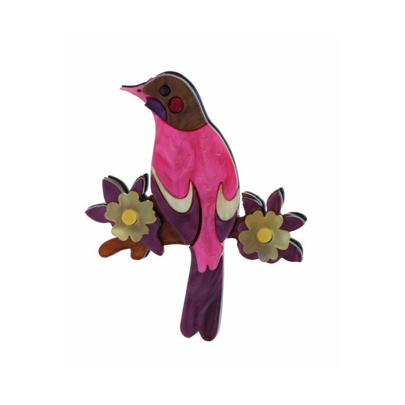 BROCHE AVEC OISEAU ET FLEUR