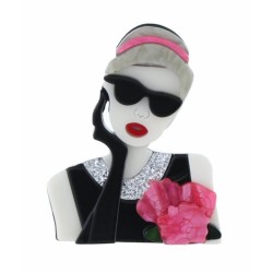 BROCHE DAME À LUNETTES, BIJOUX ET FLEURS